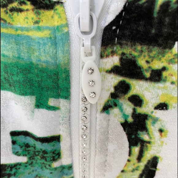 ONQUE Casuals ST. TROPEZ Postcard Print JACKET With RHINESTONE Zipper Medium - Picture 10 of 16